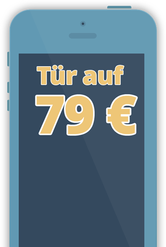 zeichnung eines mobiltelefons mit dem niedrigen festpreis für türöffnungen in Lüdersdorf